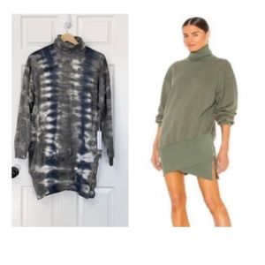 Young Fabulous & Broke Green & Gray  Asymmetrical Turtleneck Sweatshirt Dress